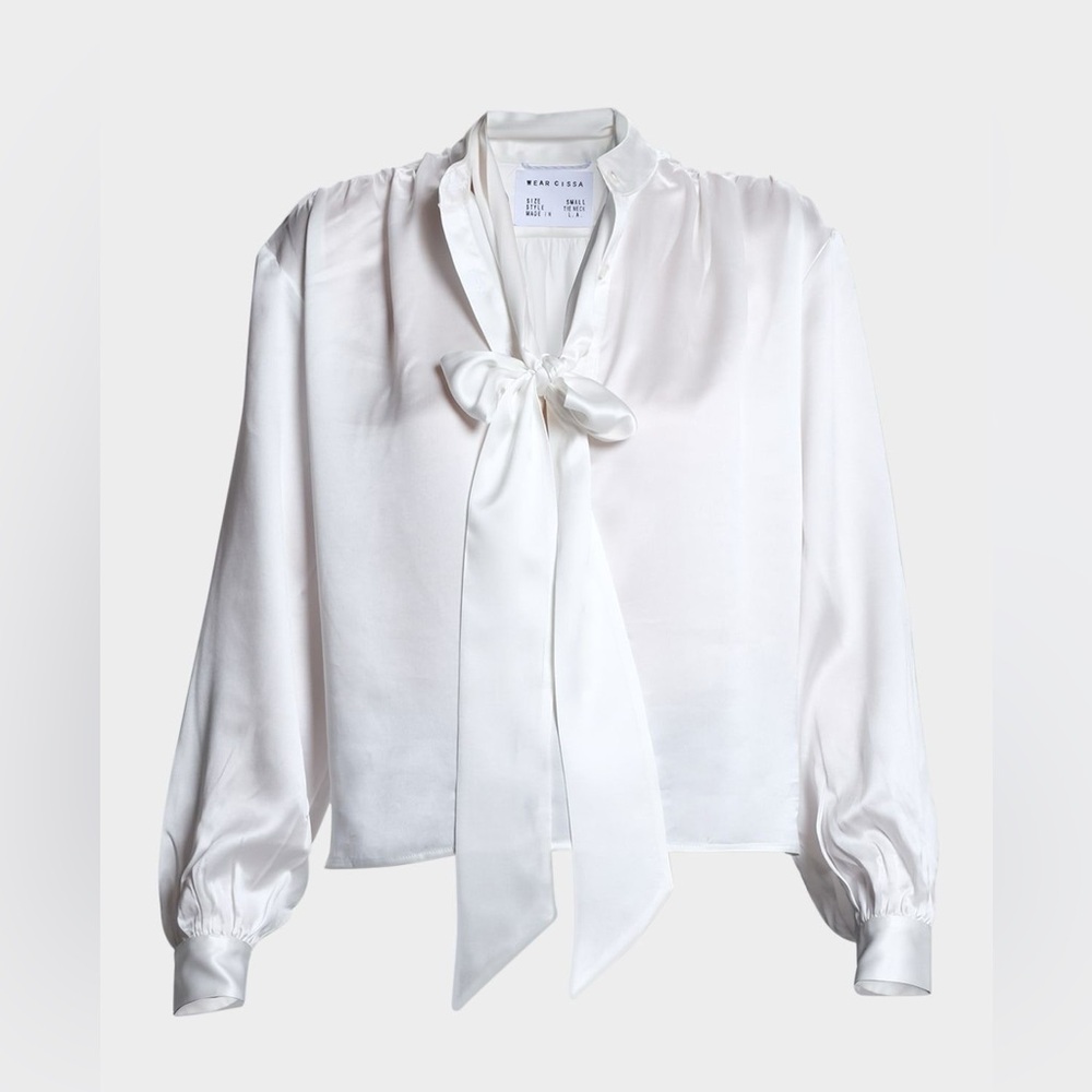 CISSA The Tie-Neck Silk Blouse Size XS